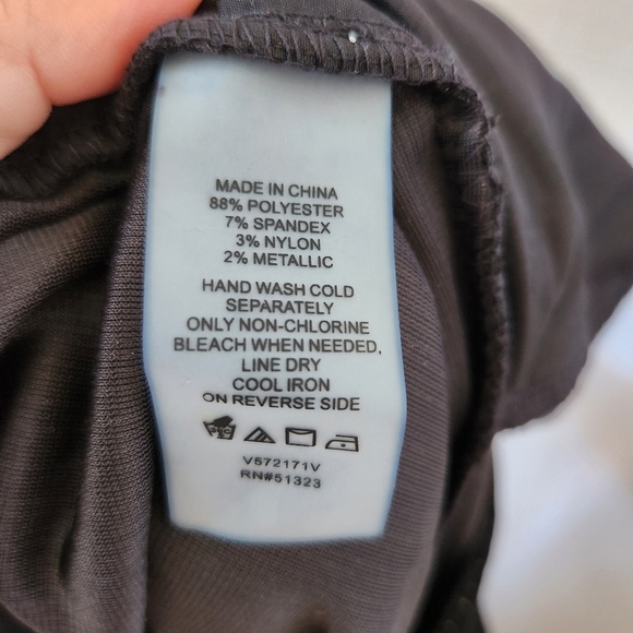 Vince Camuto Black Silver Metallic Pin Striped Wide Leg Straight Pants Size 14 - Picture 9 of 9